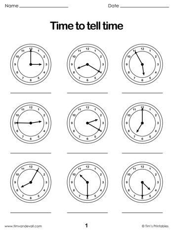 Time Telling Practice Sheet- Blank - genius777.com PRINTABLES