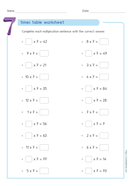 Times Tables Worksheets PDF | Multiplication table 1-10 worksheet