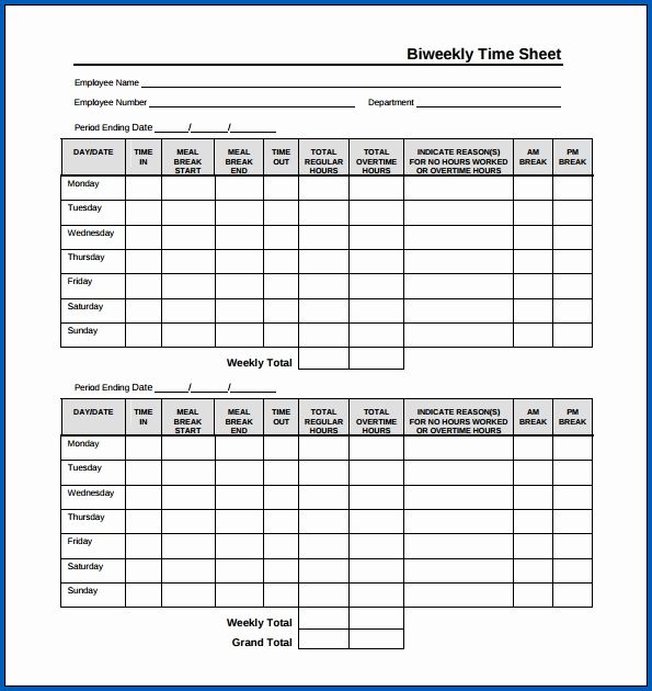 printable timesheets with lunch