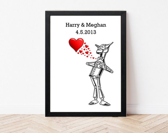 Personalised Tin Man Wizard of Oz Print 10th Anniversary Gift ...