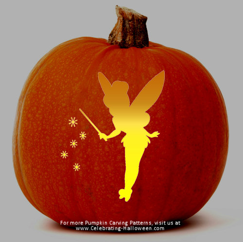 Tinkerbell Fairy Stencil - Free Pumpkin Carving Stencil/Pattern ...