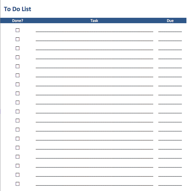 printable to do list checklist