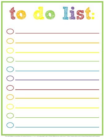 Free Printable To-Do Lists - Cute &  Colorful Templates