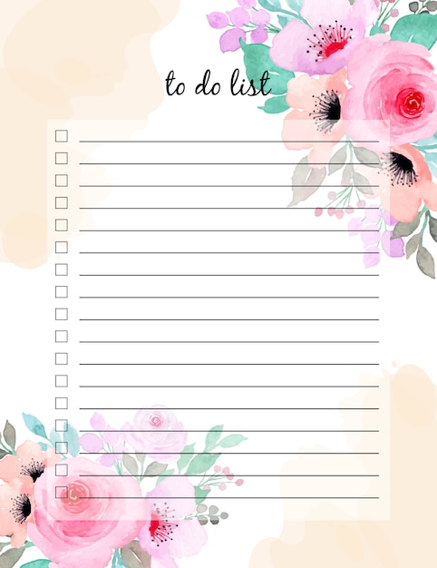 printable to do list floral