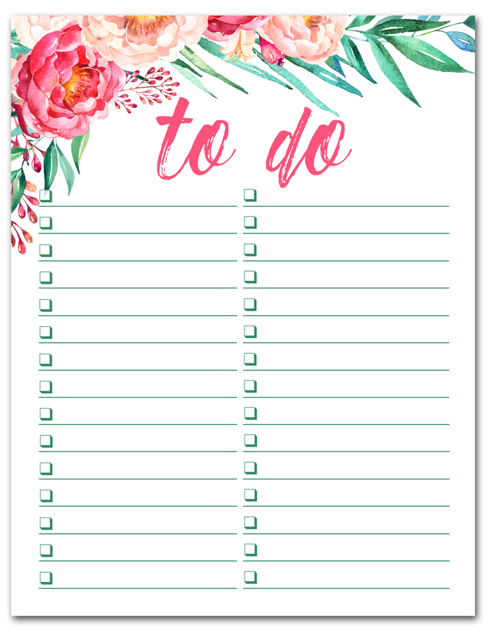 printable to do list floral