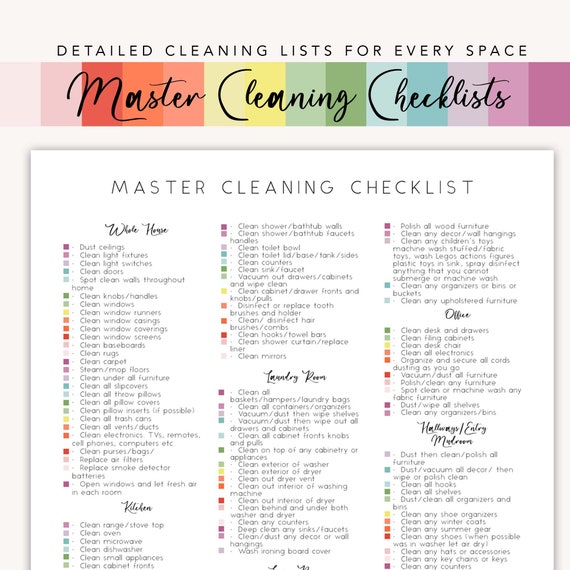 Master Cleaning Checklist Cleaning Checklist Printable, Home ...