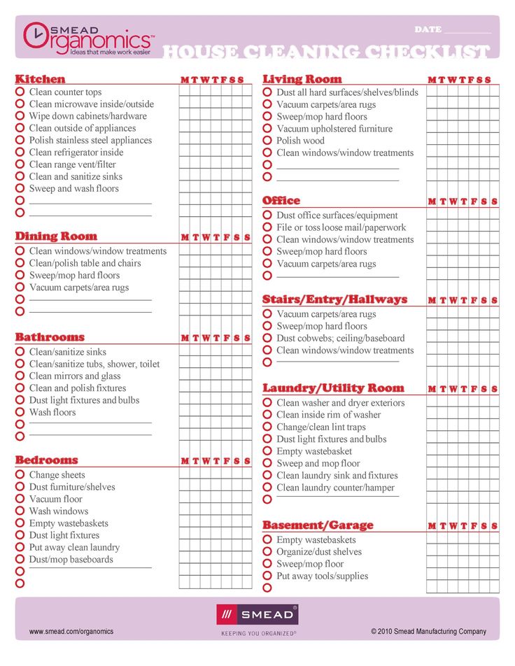 40 Printable House Cleaning Checklist Templates ᐅ TemplateLab