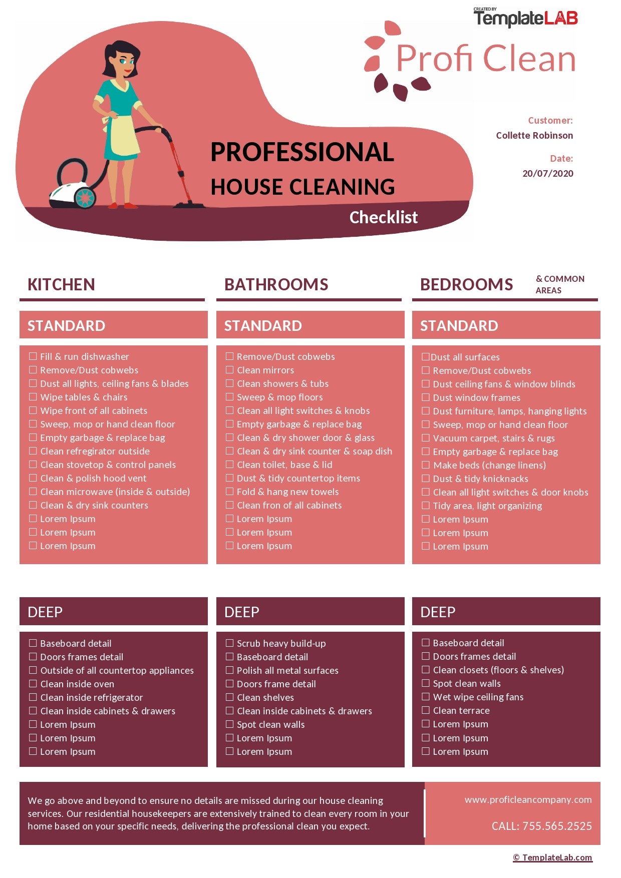 40 Printable House Cleaning Checklist Templates ᐅ TemplateLab