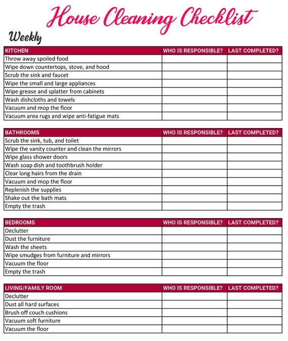 printable to do list for house cleaning