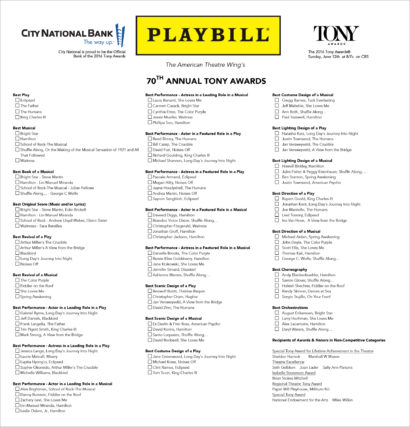 The Tonys Are Coming! Get Your Printable 2016 Tony Awards Ballot ...