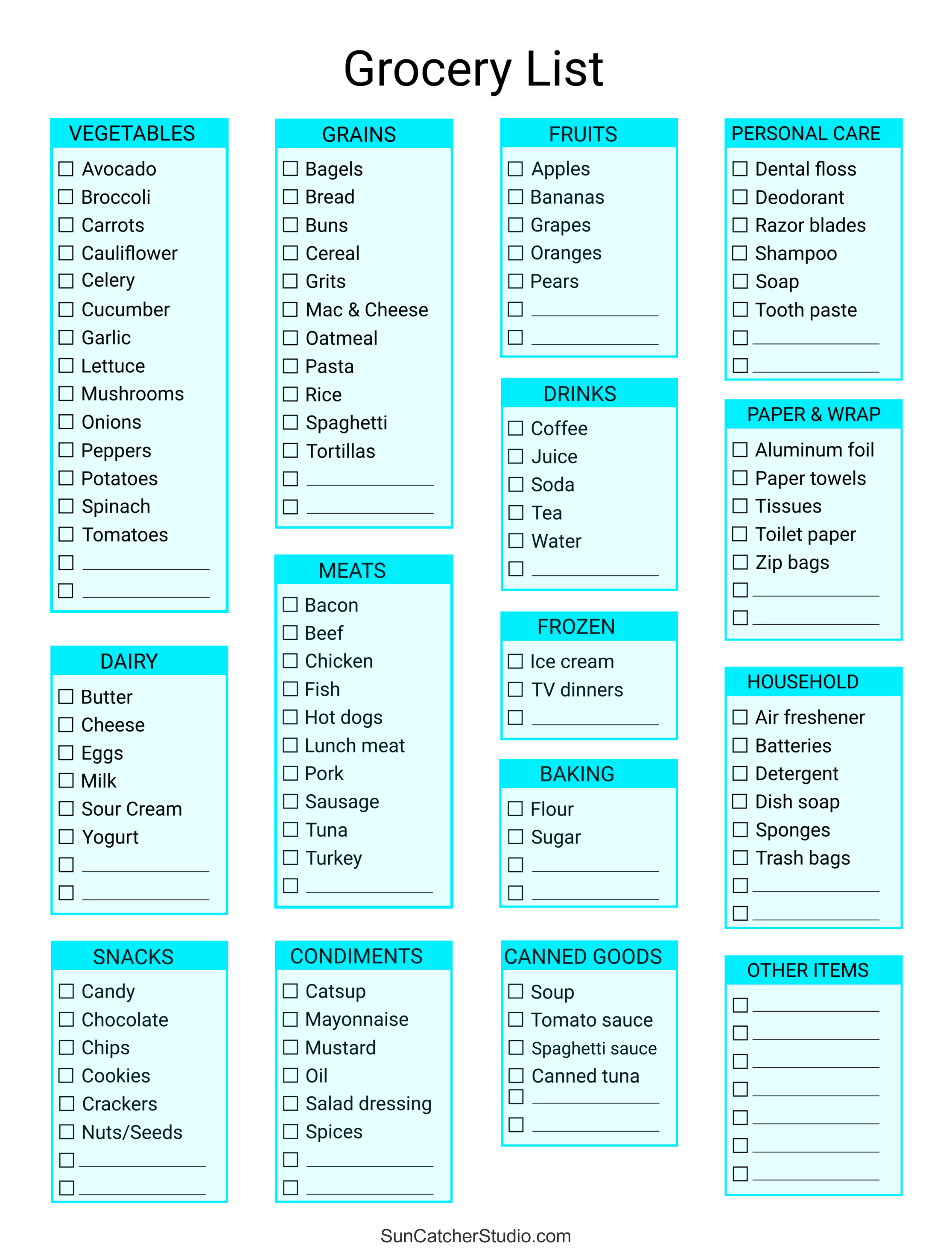 printable total 10 shopping list
