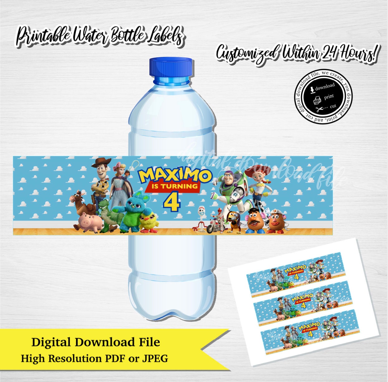 TOY STORY 4 Water Bottle Label, Custom Toy Story Water Label, Toy ...