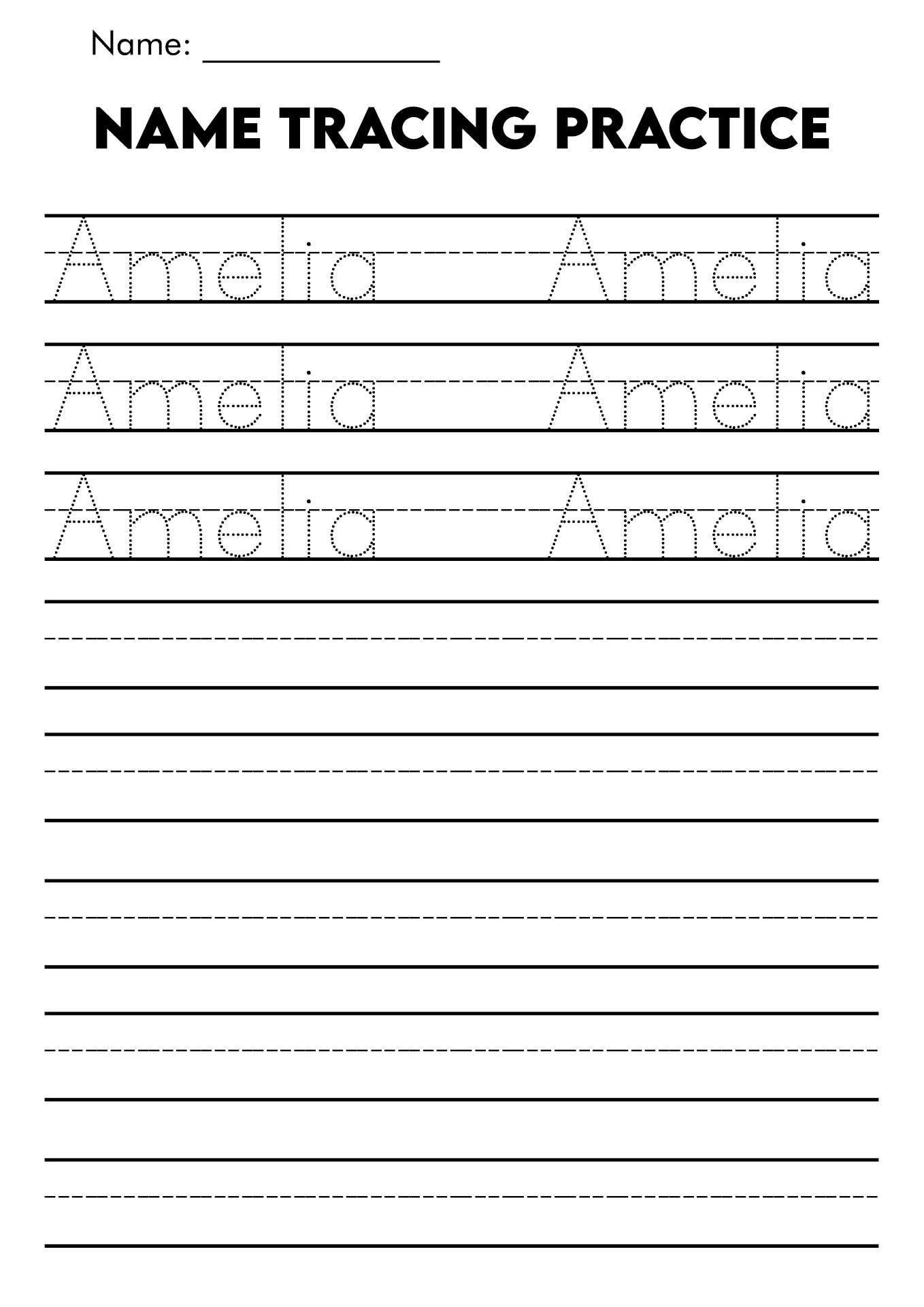 Free printable trace name worksheet, Download Free printable trace name