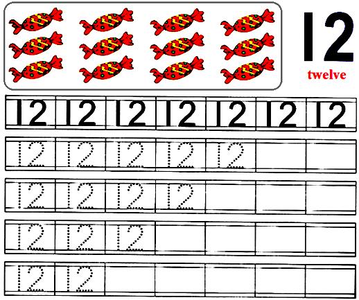 Worksheet on Number 12 | Preschool Number Worksheets | Number 12