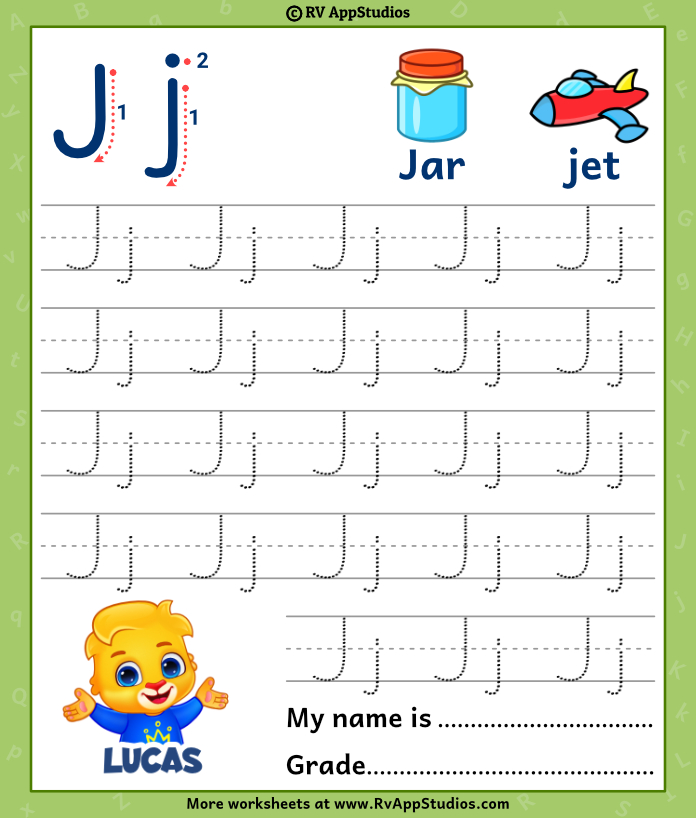 printable tracing letter j