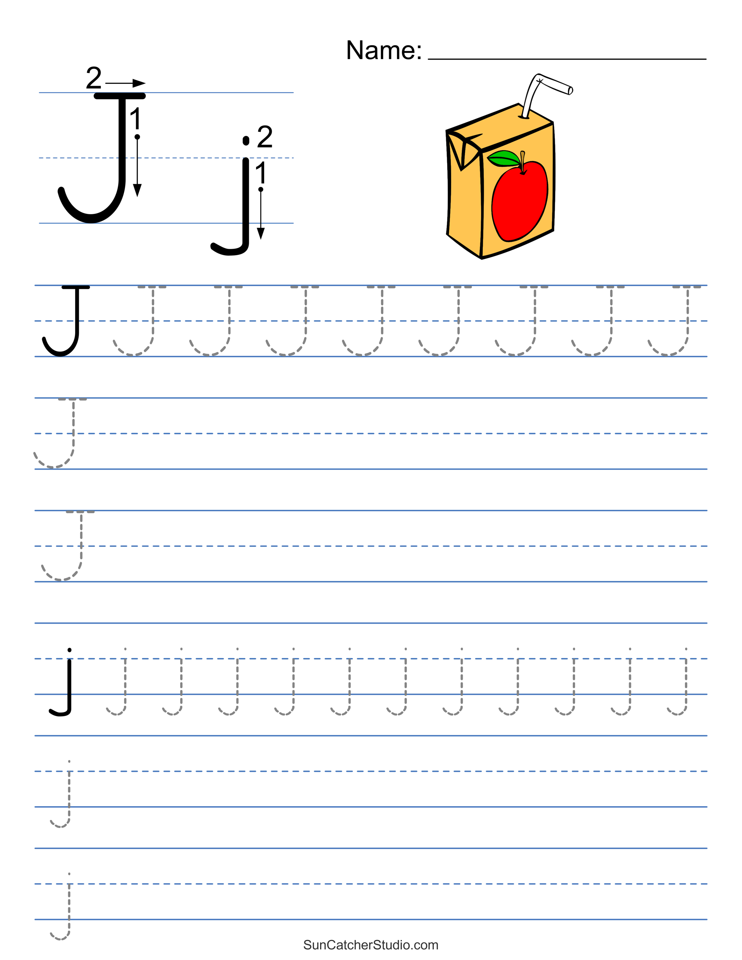 Free printable tracing letter j, Download Free printable tracing letter