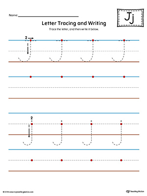 printable tracing letter j