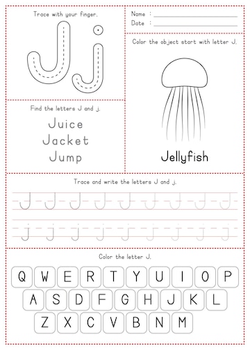 printable tracing letter j