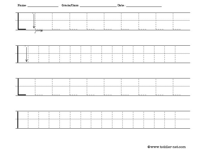 printable tracing letter l
