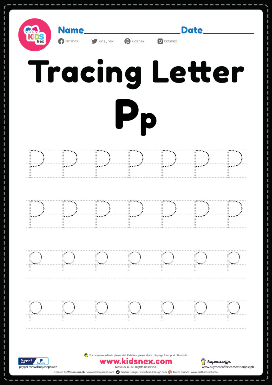 printable tracing letter p