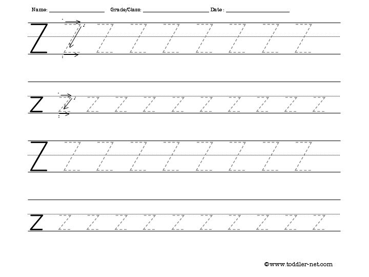 Free Tracing Letter Z Worksheet