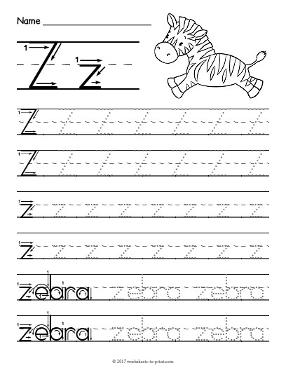 printable tracing letter z
