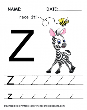 Trace The Letter Z - Worksheet For Kindegarten - Free Printable Online