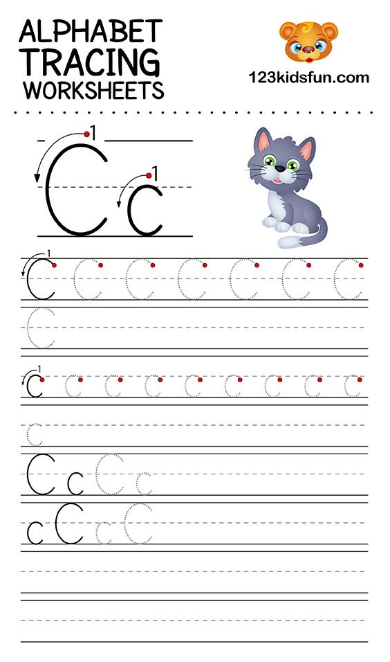 Alphabet Tracing Worksheets A-Z free Printable for Kids. | 123 ...