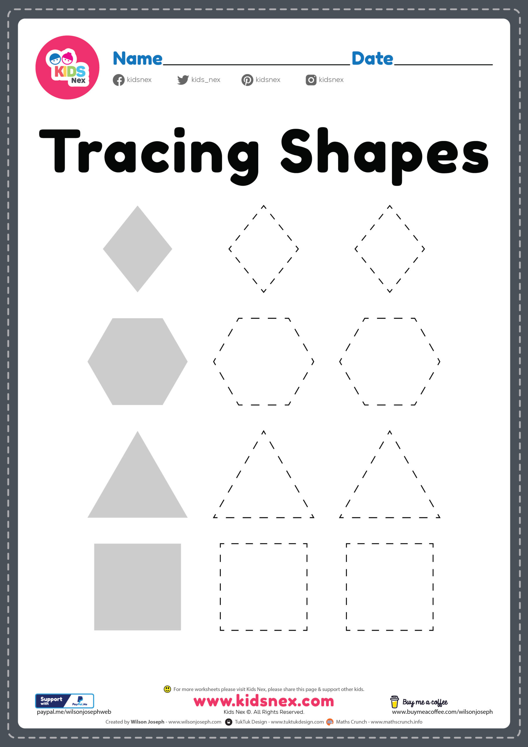 printable tracing shapes worksheets