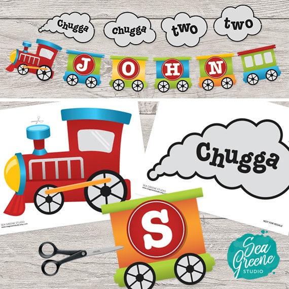 Chugga Chugga Two Two Birthday Banner Train Birthday Printable ...