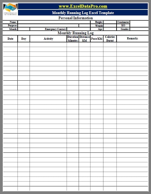 printable training log for running