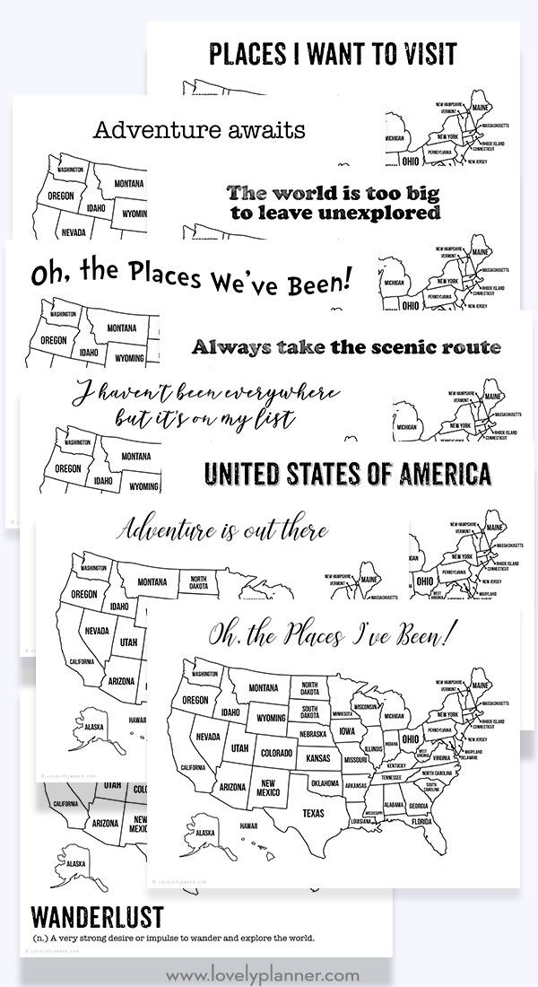 13 Free Printable USA Travel Maps for your Bullet Journal - USA ...