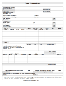 printable travel expense report