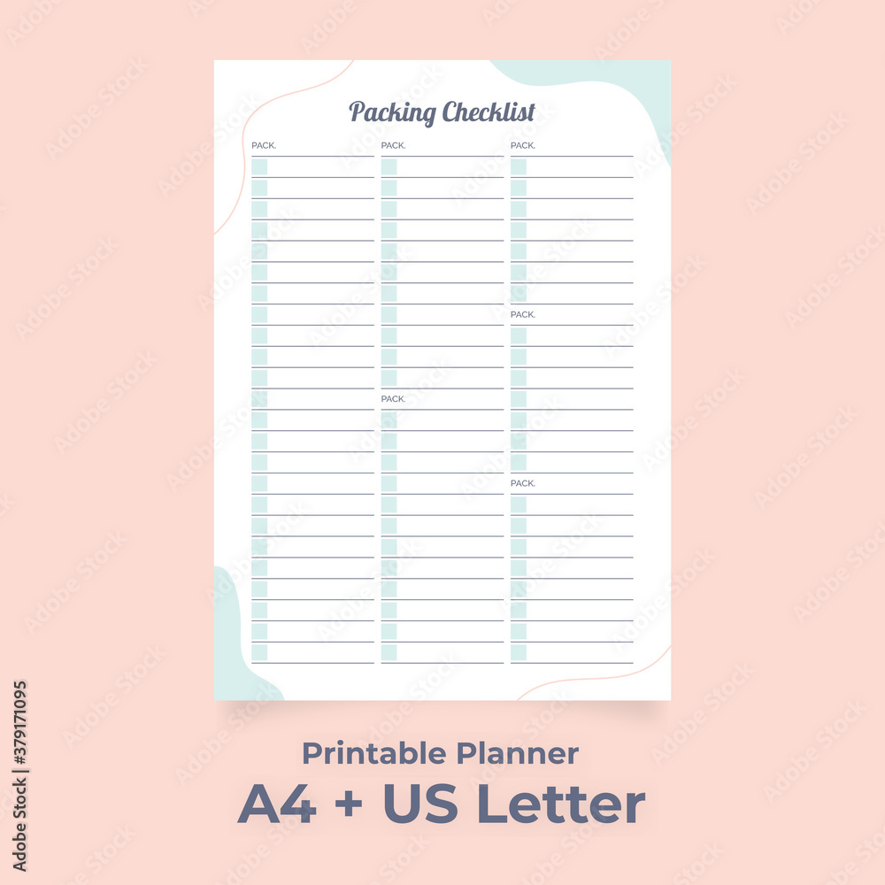 Minimalist Packing Checklist Planner Printable, Travel Checklist ...