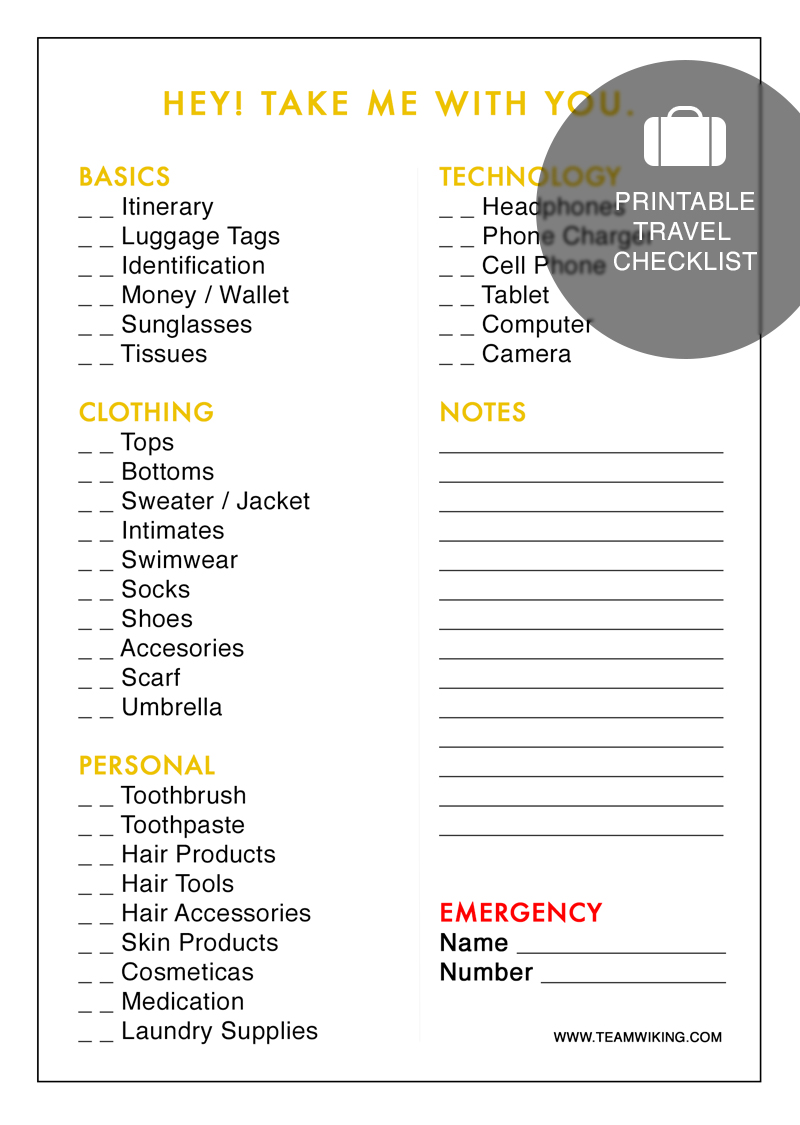 Printable Travel Checklist - Hej Doll | Simple modern living by ...