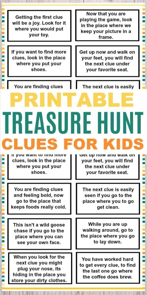 Treasure Hunt Clues for Kids