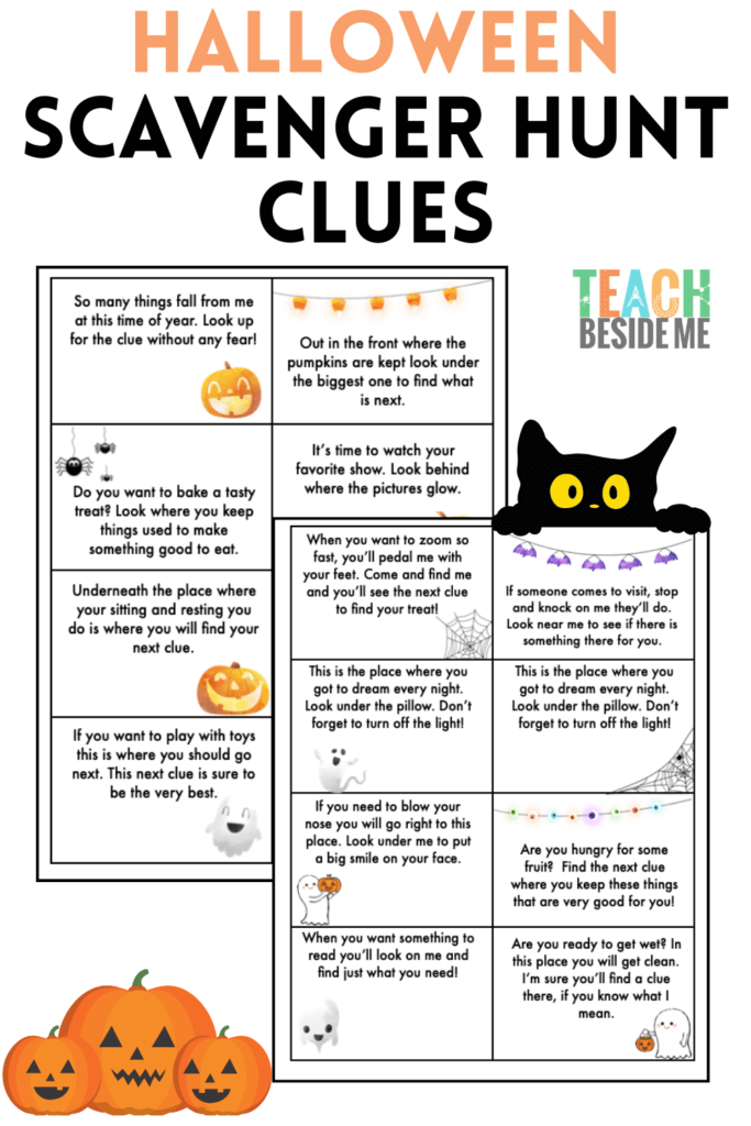 Free Printable Halloween Scavenger Hunt Clues - Teach Beside Me