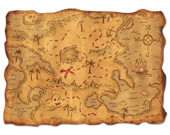 Treasure Map Favor/ Pirate Treasure Map Decor/ Pirate Map ...