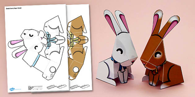 Simple 3D Bunny Decoration Printable (teacher made) - Twinkl