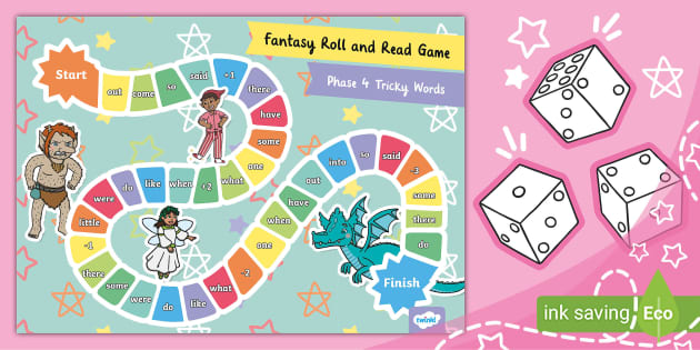 Fantasy Roll and Read Phase 4 Tricky Words Game - Twinkl