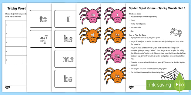 Spider Splat | Set 1 Tricky Words Games | Twinkl Resources