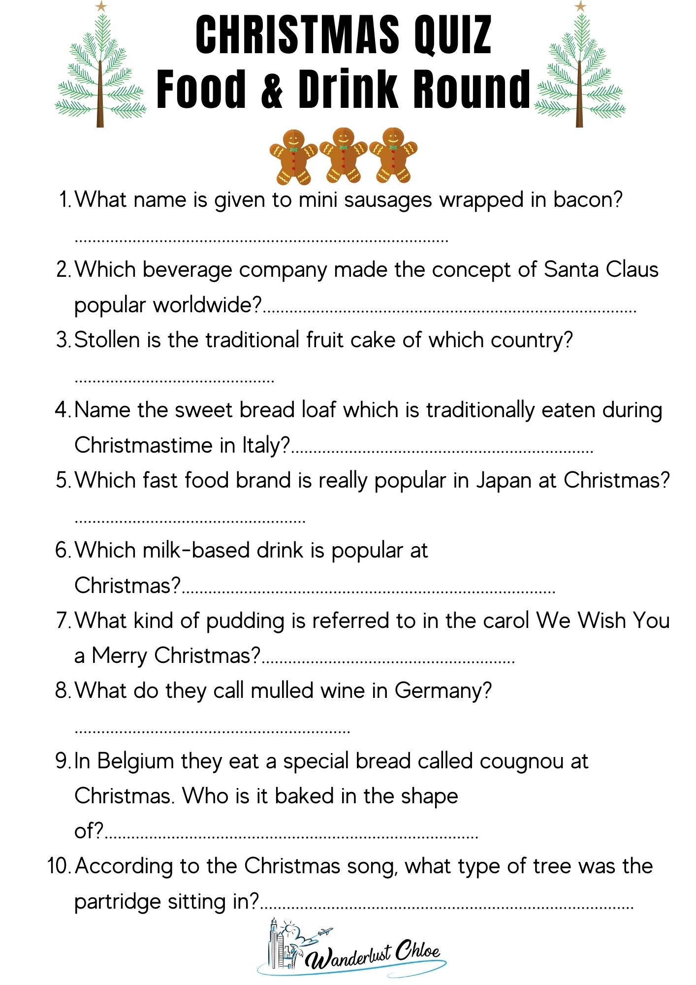50 Christmas Quiz Questions + Printable Picture Rounds: 2024