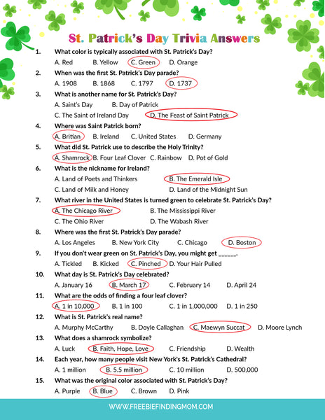 St Patricks Day Trivia Questions And Answers Freebie Finding Mom 