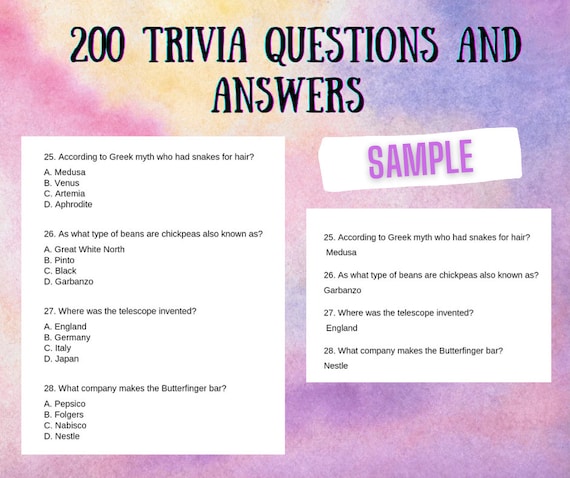 printable trivia quiz