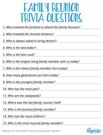 Family Reunion Game: Printable Trivia Questions for Families ...