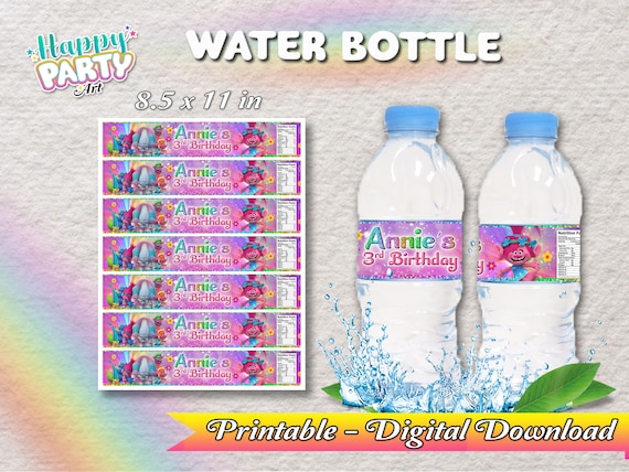 printable trolls water bottle labels
