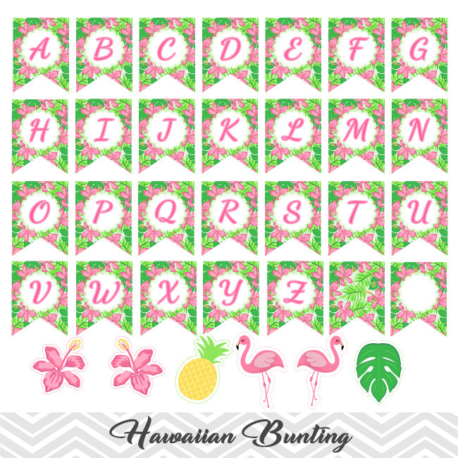 Printable Hawaiian Bunting, Pineapple Aloha Banner, Printable ...