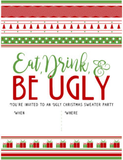 printable ugly christmas sweater party invitations