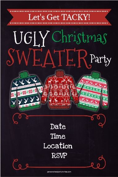 printable ugly christmas sweater party invitations