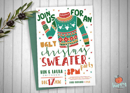 printable ugly christmas sweater party invitations